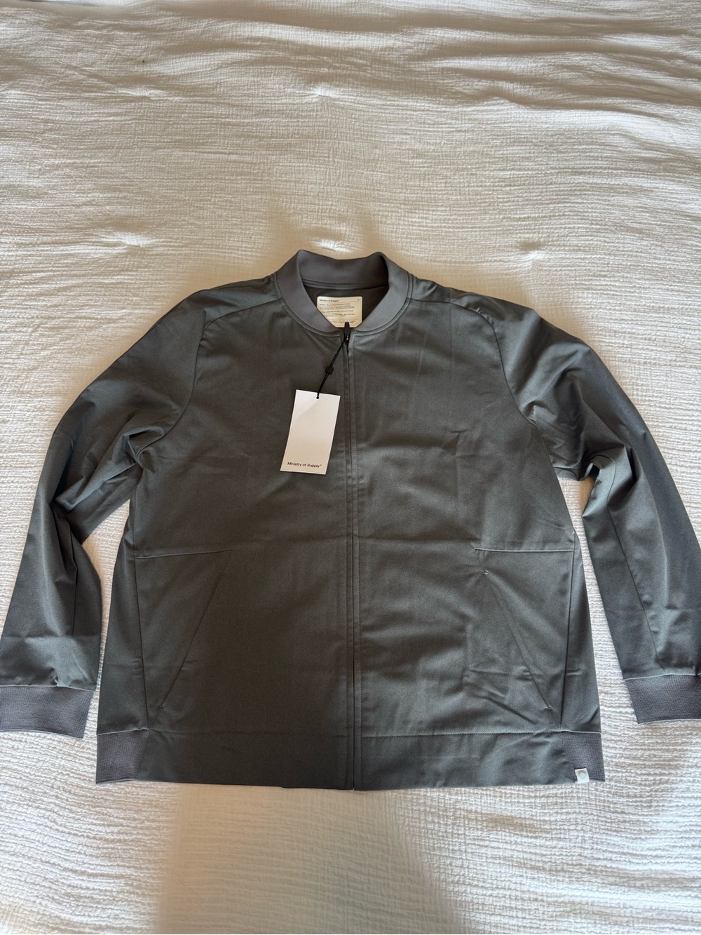 Ministry of Supply Charcoal Zip-Front Bomber Jacket